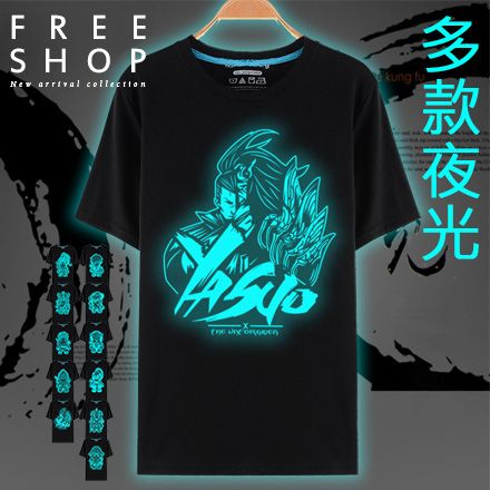 短T Free Shop【QFSJO69】英雄款LOL翻玩聯盟Q版趣味文字夜光系圓領短T短袖上衣潮T 情侶款 有大尺碼