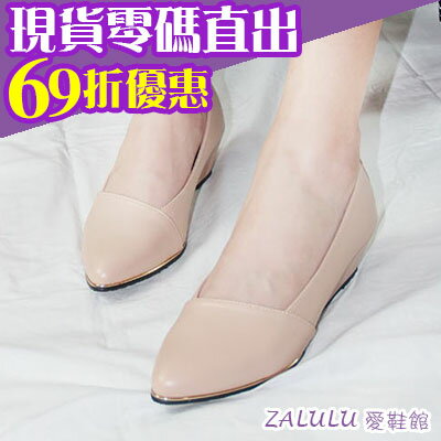 zalulu愛鞋館☼ CM5928 現貨 OL必備素燕小尖頭鞋坡跟女鞋-可可色/黑-35-39