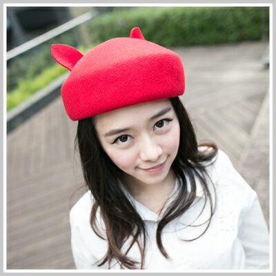 ☆雙兒網☆ City mood 【o1004】日本超萌Lena時尚搭配動物貓耳朵造型貝蕾毛尼帽