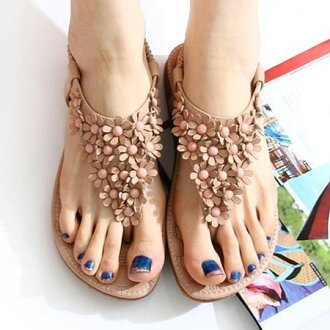 ☆雙兒網☆【S011】韓 花朵夾腳涼鞋