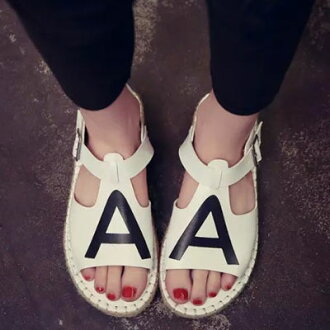 涼鞋 韓版流行字母A草編感涼鞋【S1027】☆雙兒網☆