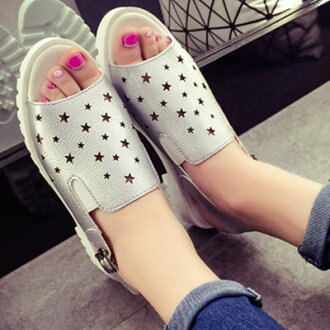 涼鞋 歐美時尚鏤空星星魚口涼鞋【S1037】☆雙兒網☆