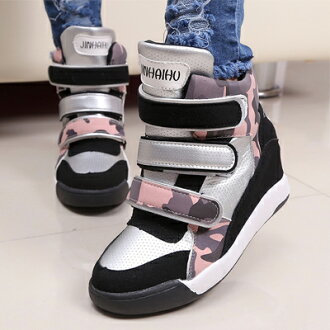 酷炫迷彩內增高魔鬼氈運動鞋【S563】☆雙兒網☆