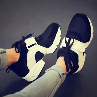 韓流行寬版魔鬼氈綁帶慢跑鞋【S595】☆雙兒網☆