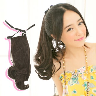 ☆雙兒網☆與大波浪捲馬尾假髮100%可以燙【A7956A】耐熱纖維-馬尾式長捲髮