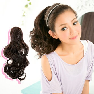 ☆雙兒網☆新耐熱材質可用離子夾【A7956DX】耐熱纖維-鯊魚夾馬尾-彈性波浪捲