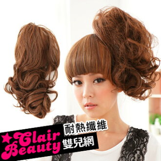 ☆雙兒網☆新耐熱材質可用離子夾(現+預)【A7956DX】耐熱纖維-鯊魚夾馬尾-彈性波浪捲