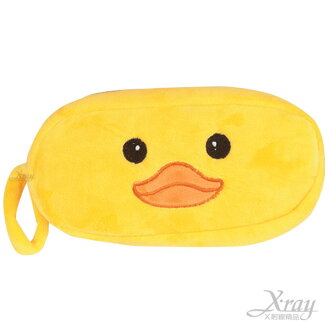 X射線【C250087】黃色小鴨絨毛扁筆袋,筆盒/文具包/開學季