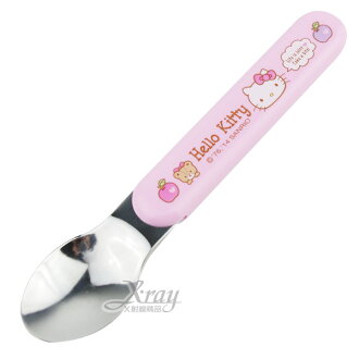 X射線【C220501】Hello Kitty 湯匙(粉.蘋果),餐具組/開學必備/環保/便當盒/凱蒂貓/輕巧/攜帶~