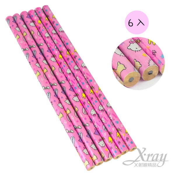 X射線【C899412】Kitty&RODY木頭鉛筆6入，開學用品/隨身筆/鉛筆盒/兒童鉛筆