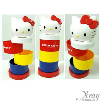 X射線【C005008】Hello Kitty造型復刻版3層旋轉收納盒,置物筒/卡通/可愛日式/收納/Keroppi/三麗鷗/日式精品