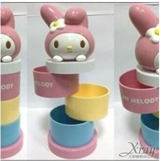 X射線【C005015】美樂蒂造型復刻版3層旋轉收納盒,置物筒/卡通/可愛日式/收納/Keroppi/三麗鷗/日式精品