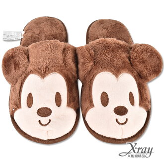 X射線【C290026】米奇絨毛室內拖鞋,柔軟絨毛拖鞋/動物拖鞋/交換禮物/冬季必備