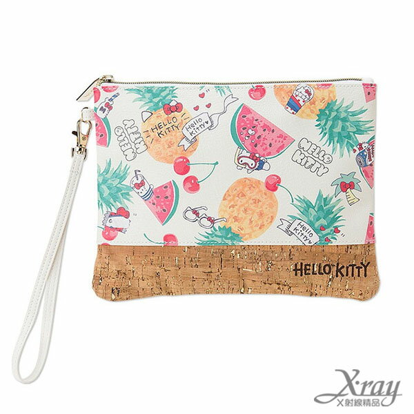 X射線【C365601】Hello Kitty 扁平化妝包-水果，提袋/手提包/包包