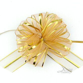X射線【Y990006】手拉花緞帶(淺金),織帶/緞帶花/D I Y手工藝/包裝材料/花藝材料/婚禮佈置/會場佈置