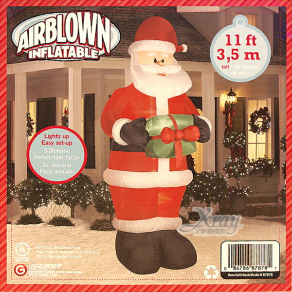 X射線【X878781】11尺老公公抱禮物包充氣，聖誕/聖誕佈置/充氣擺飾好收納/好使用