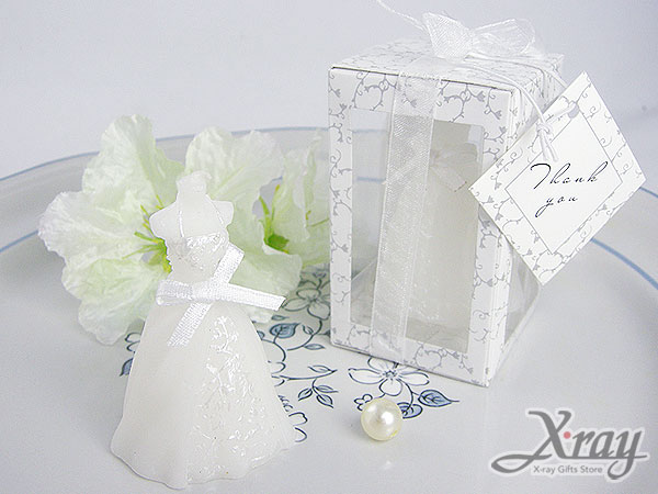 X 射線【Y150009】造型蠟燭婚禮小物系列-白紗附紙盒