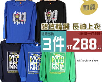 【CS衣舖 】初秋精選超值 薄長袖潮Tee 隨機選3件288元