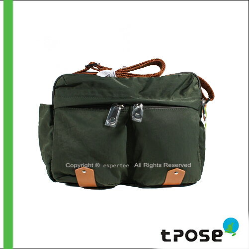 【騷包館】Tpose 都會輕時尚品牌 極簡風輕型尼龍多口袋斜背包 綠色 T19T03028-G1