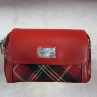 ~雪黛屋~Kinloch Andereson 英國專櫃 零錢包+鑰匙包100%進口牛皮+專利格紋緹花KA-60510 紅