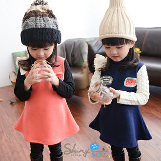 shiny藍格子【R0026】嬰幼館.韓版新款女童加厚加絨連衣裙秋冬款