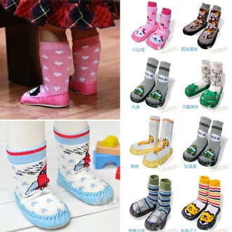 *(shiny藍格子(*【DP300】兒童寶寶防滑皮底地板厚毛巾襪子(隨機出貨)