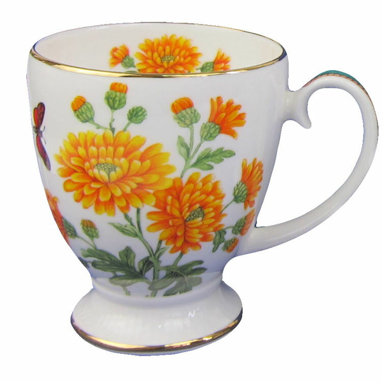 英倫之花系列骨瓷22K金AVON倒三角經典杯 - 菊花 Chrysanthemum