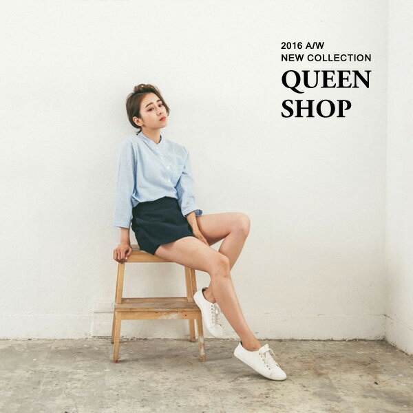 Ｑｕｅｅｎ Ｓｈｏｐ【01094036】中山領直條紋上衣鬆緊褲裙套裝 兩色售＊現貨+預購＊