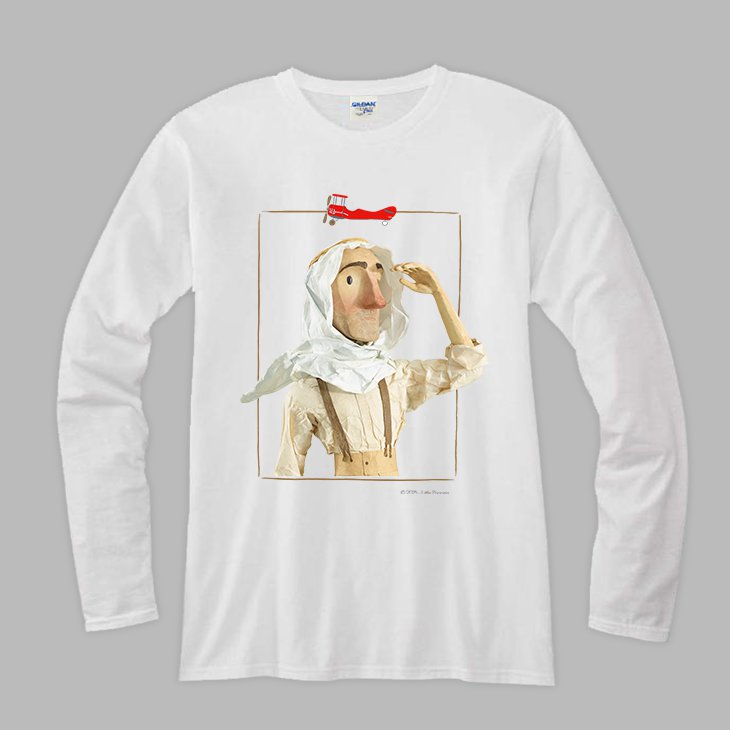 小王子電影版授權 - T恤：【 飛行員的遙望 】長袖修身 T-shirt ( 白 )
