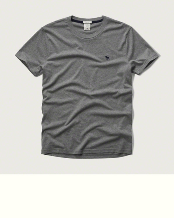 A&F 男 T-Shirt 短袖 上衣 素T T恤(鐵灰)