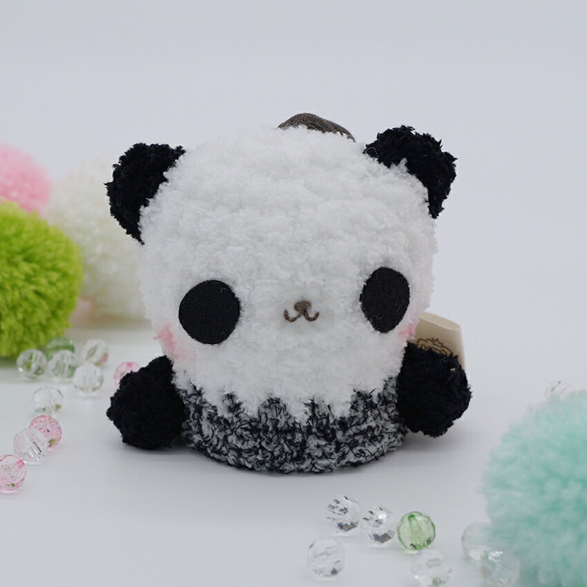 手工編織軟綿綿鑰匙包-熊貓