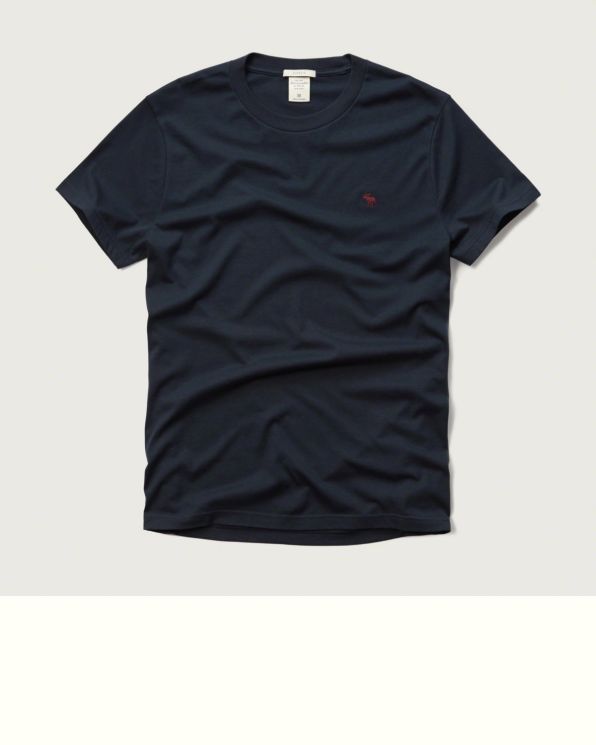 A&F 男 T-Shirt 短袖 上衣 素T T恤(深藍)