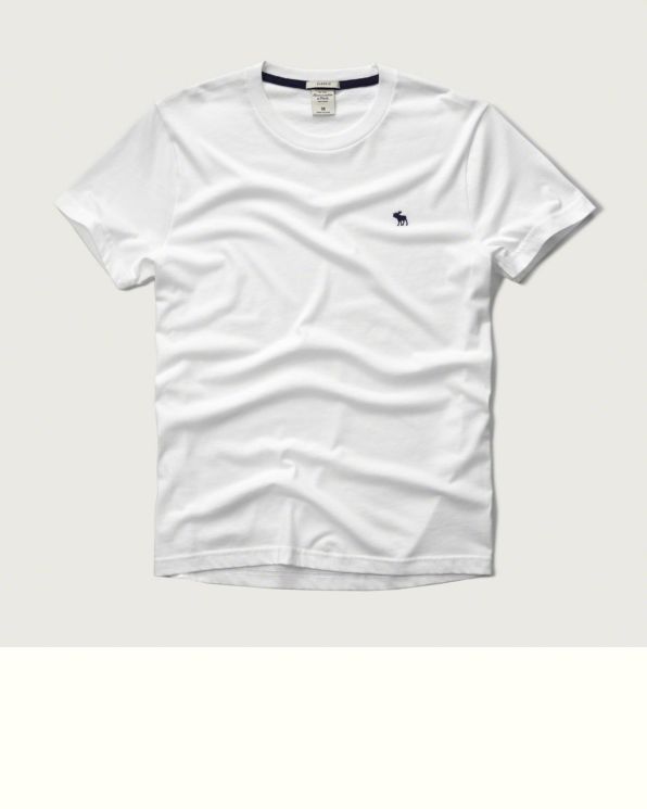 A&F 男 T-Shirt 短袖 上衣 素T T恤(白)