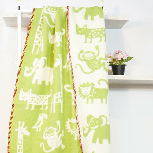 瑞典Klippan 有機羊毛毯--原野躲貓貓 綠色