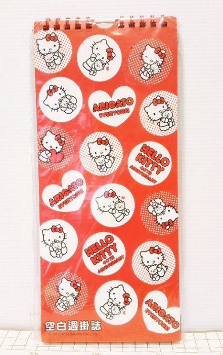 【真愛日本】14031300022 40th空白週掛誌-抱熊紅 凱蒂貓 三麗鷗 文具用品 日誌 紙製品 筆記本