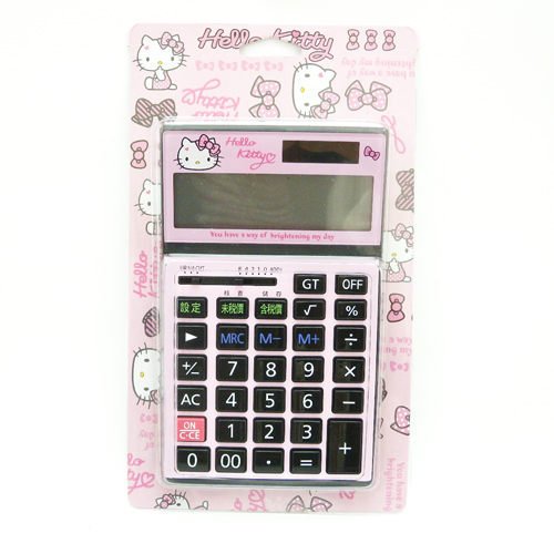 【真愛日本】14080500005 可調式計算機-蝴蝶結粉黑 三麗鷗 Hello Kitty 凱蒂貓 居家用品