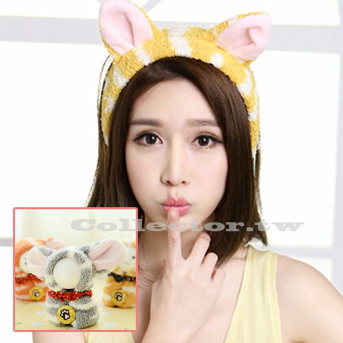 【E15011301】韓國時尚-可愛少女貓形束髮帶 包頭巾 洗臉運動束髮巾