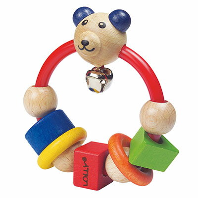 【悅兒樂婦幼用品館】LOLLY 木製玩具-微笑熊搖鈴