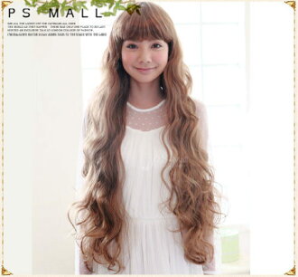 PS Mall╭*冰淇淋女孩 修飾小臉夢幻蓬鬆長捲髮 整頂假髮 髮型【F055】高溫髮絲 可電棒燙