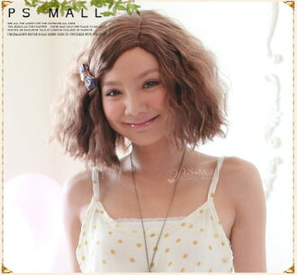 PS Mall╭*日韓浪漫愛情雨復古泡麵頭蛋捲頭捲捲頭 整頂式短髮假髮【F057】高溫髮絲