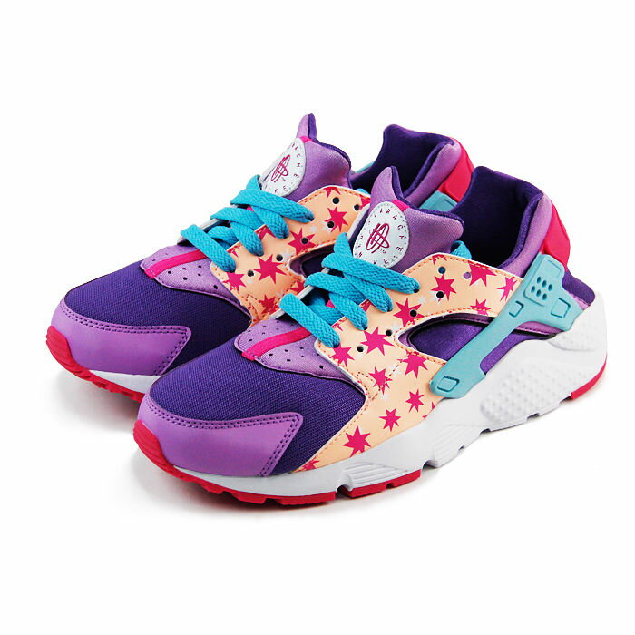 (大童)NIKE HUARACHE RUN PRINT GG 休閒鞋 紫/藍/亮桃紅-704946600