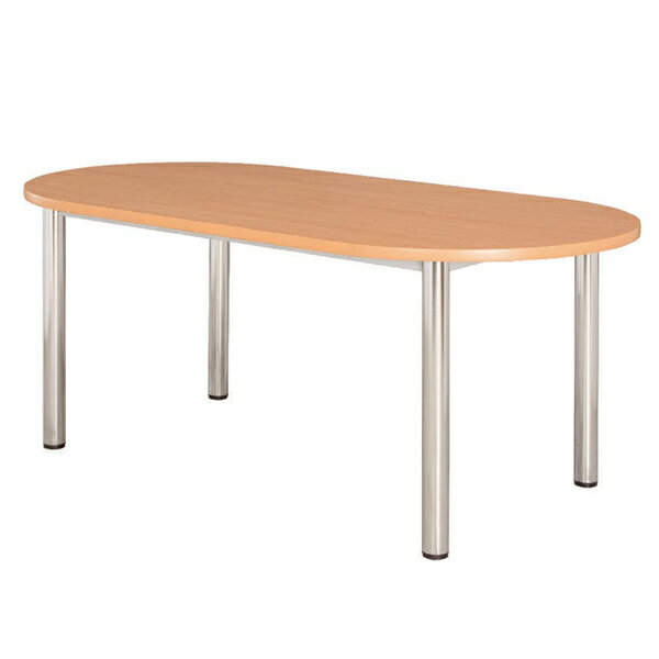 木紋檯面會議桌(橢圓) (電鍍腳加框)160 x 70 x 74 公分 2013-B-60-4