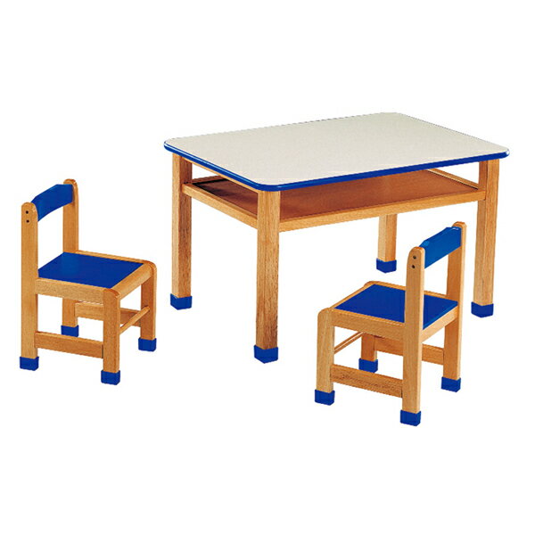 【 IS空間美學 】彩邊圓角一桌二椅(藍彩邊/加腳套) (整組) 2013-B-202-1