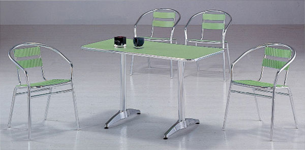 【 IS空間美學 】果綠面鋁休閒長桌