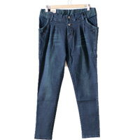 LINAGI 里奈子精品【VC808-1700】韓KOREA 深色個性異材質舒適感寬垮牛仔長褲