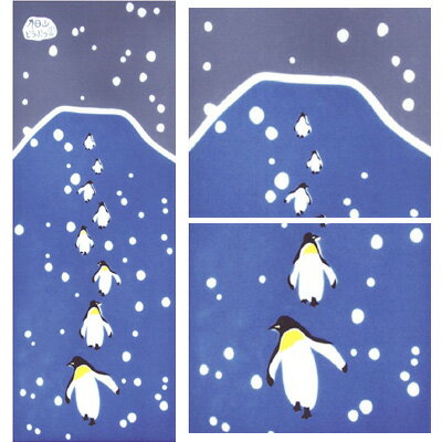 【taoru 頭巾】北海道動物園_冬日企鵝大遊行 36x100 cm (日本頭巾)