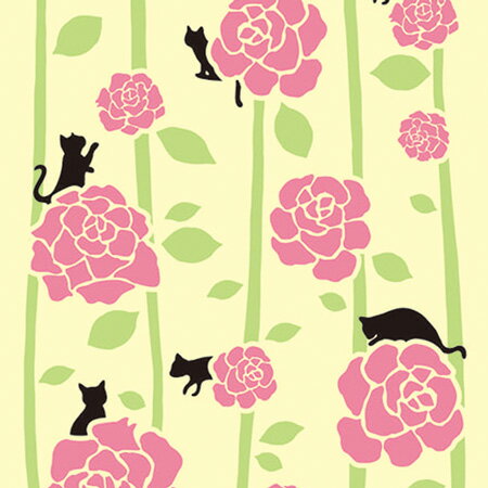 【taoru】小黑貓｜薔薇と貓 - 日本毛巾 34x80 cm - 可愛的小黑貓又躲在那兒玩耍呢？