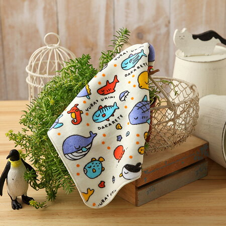 【taoru】魚兒魚兒水中游 - 日本毛巾 22x22 cm (手巾) - 一起和快樂的魚兒們徜徉在海底世界吧！