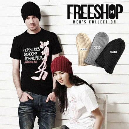 針織毛帽 Free Shop【QTJS34X】日韓系街頭百搭素色立體線條反摺層次造型針織毛線帽 三色 情侶款