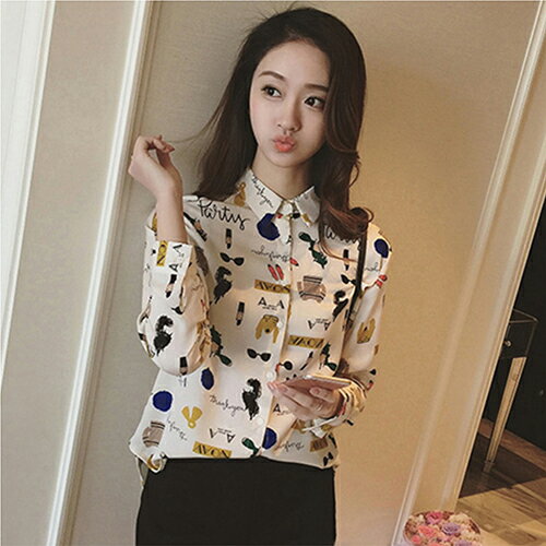 *ORead*印花衣字母時尚百搭顯瘦襯衫(2色S~XL)459